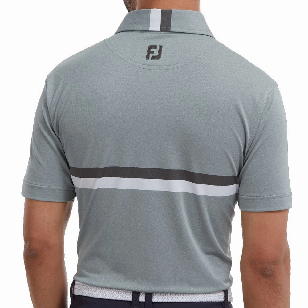 FootJoy Double Chestband Pique Polo Shirt - Heather Grey/Charcoal Trendy