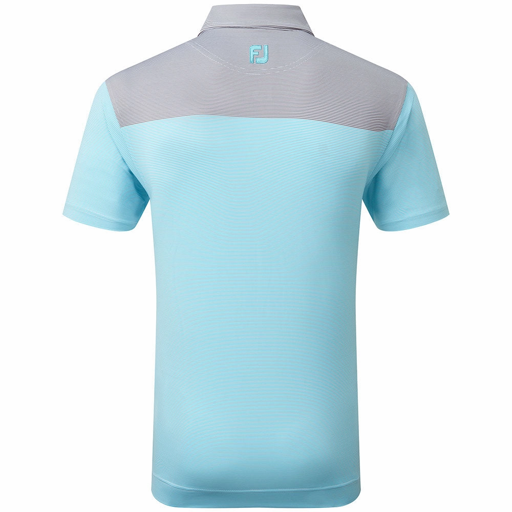 Fit For All FootJoy End-On-End Block Polo Shirt - White/Maui Blue/Lava