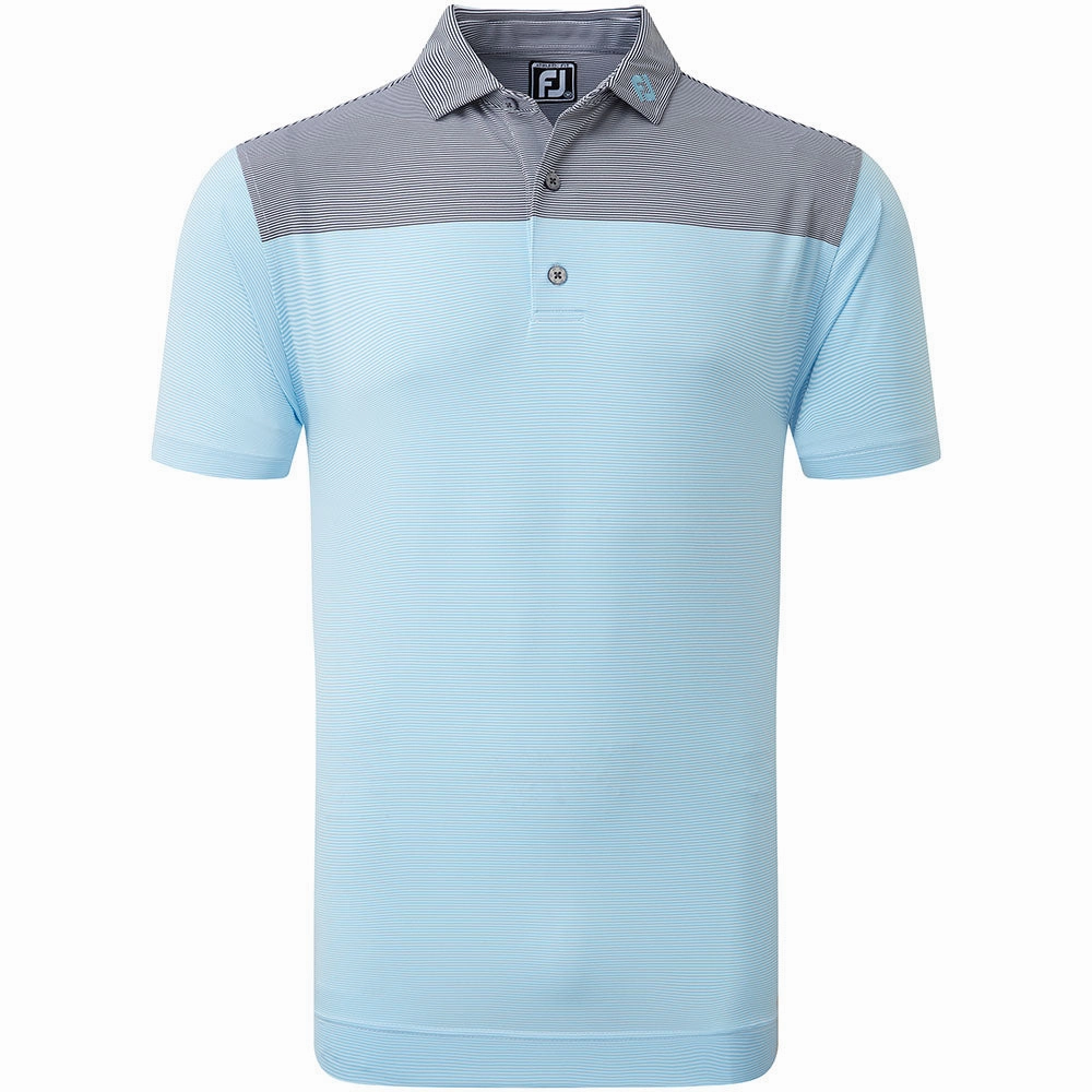 FootJoy End-On-End Block Polo Shirt - White/True Blue/Navy Everyday Fashion Sublimation Resistant Fabric