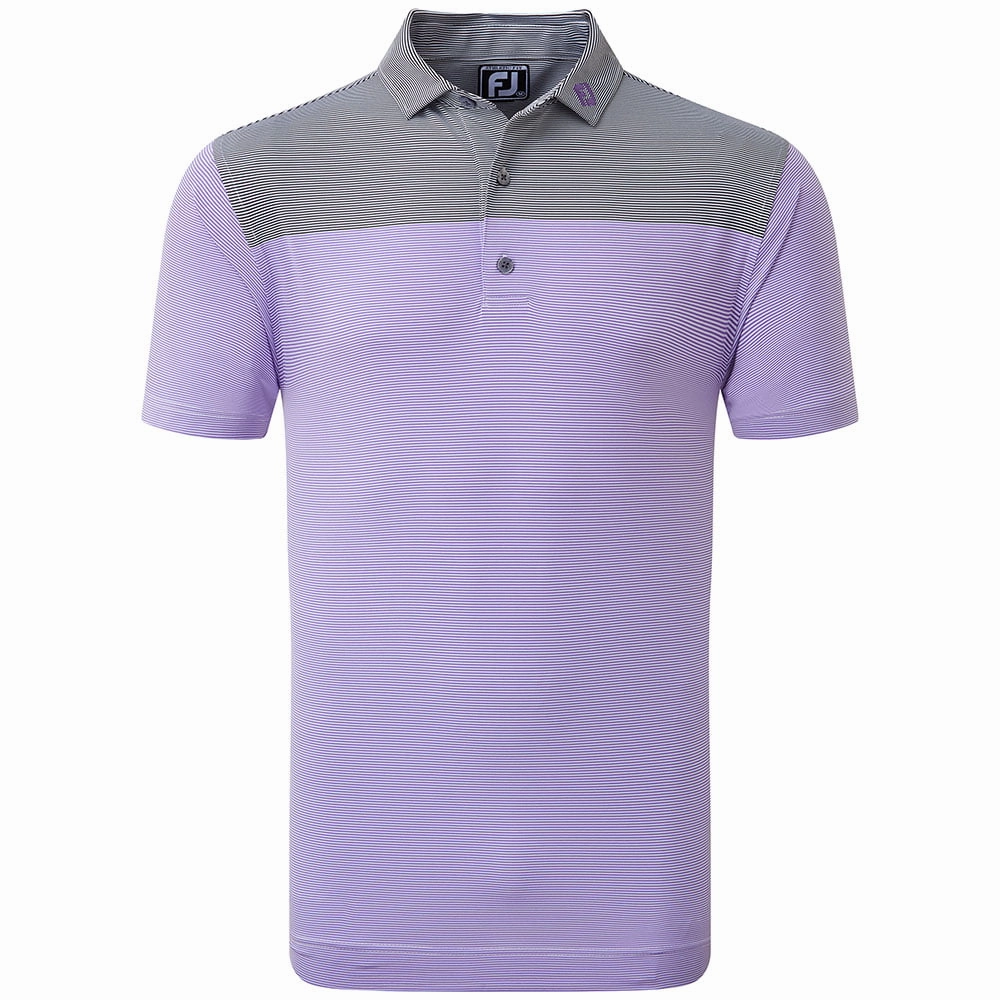 Lightweight Fashion Active Layering FootJoy End-On-End Block Polo Shirt - White/Violet/Black