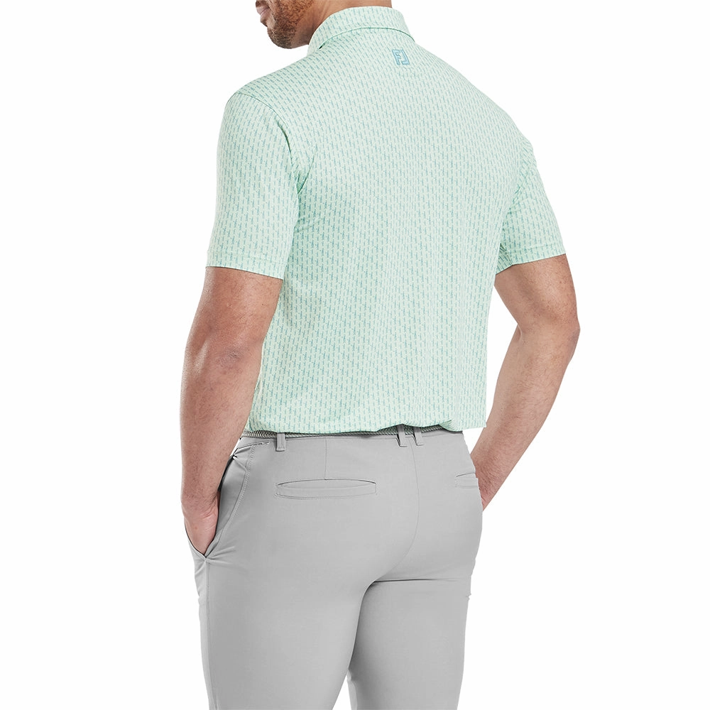 FootJoy Figure Print Lisle Polo Shirt - Pistachio/Bluejay Perfect Style