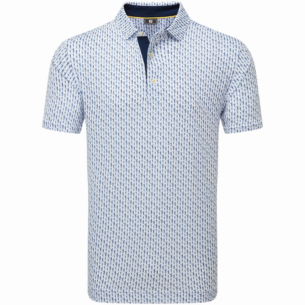UV protected FootJoy Figure Print Lisle Polo Shirt - White/Navy