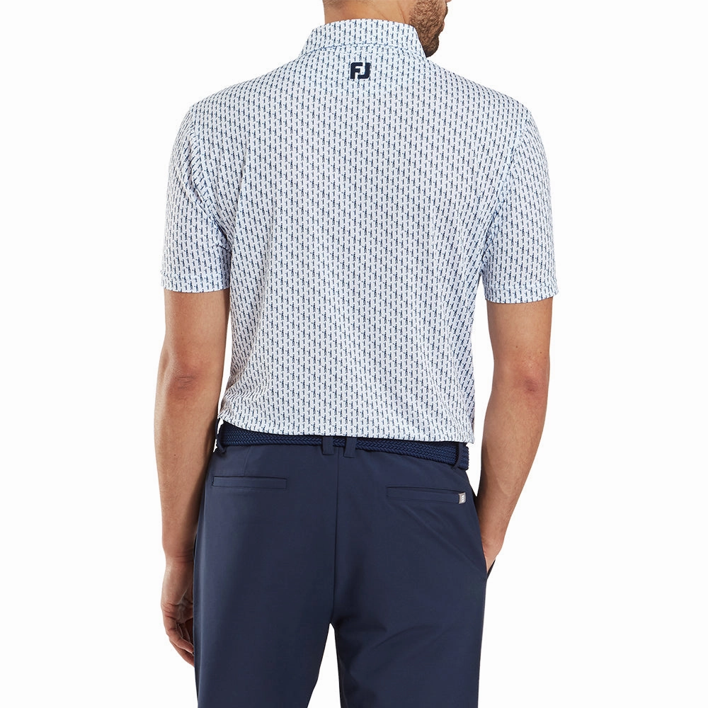 FootJoy Figure Print Lisle Polo Shirt - White/Navy Timeless casual wear Sophisticated Casual