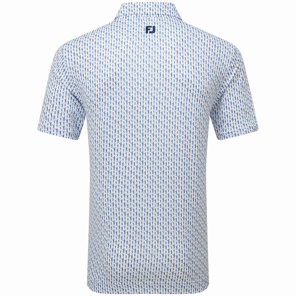 FootJoy Figure Print Lisle Polo Shirt - White/Navy Stylish Details Everyday Outfit