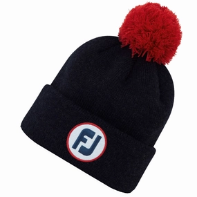 FootJoy FJ Solid Pom Pom Beanie - Navy Social Wear