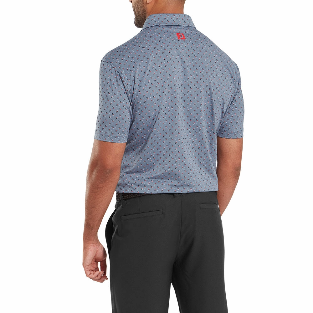 Smooth Flatlock Stitching Wrinkle Resistant Finish FootJoy Flower Bud Foulard Lisle Polo Shirt - Flint