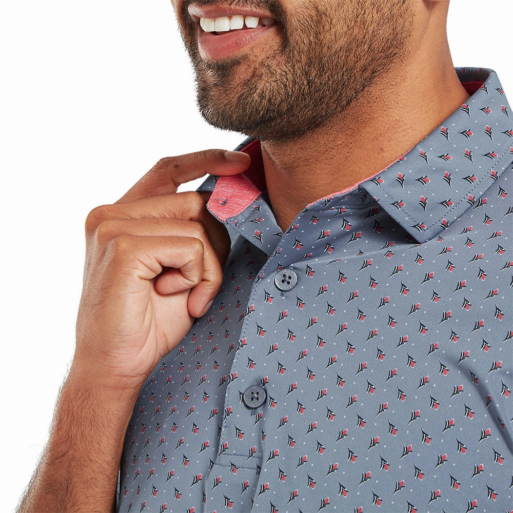 High-Quality Fabric FootJoy Flower Bud Foulard Lisle Polo Shirt - Flint
