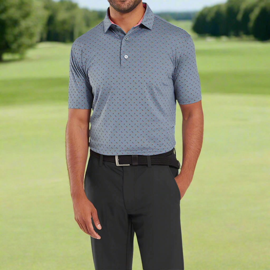 Relaxed Look Summer Favorite FootJoy Flower Bud Foulard Lisle Polo Shirt - Flint