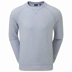 FootJoy French Terry Crew Neck Sweater - Heather Dove Grey Backpacking Essential Fashion Relaxed
