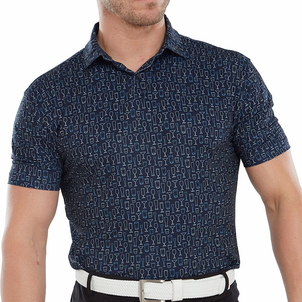 FootJoy Glass Print Polo Shirt - Navy Versatile Design Fit For Movement