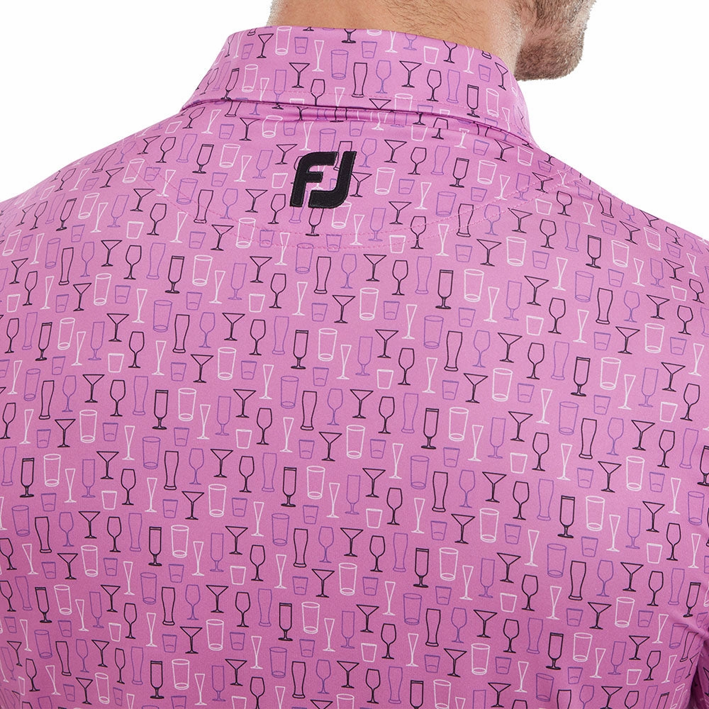FootJoy Glass Print Polo Shirt - Orchid Reversible Design Concept