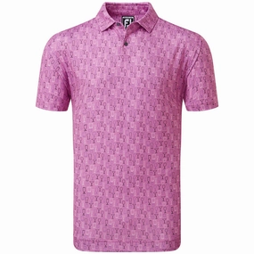 FootJoy Glass Print Polo Shirt - Orchid Short sleeved breeziness