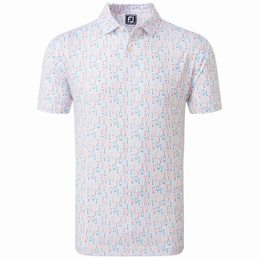 FootJoy Glass Print Polo Shirt - White Collared Sporty Fashion