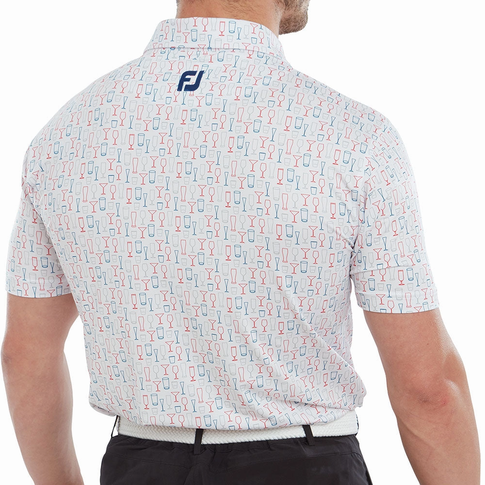 FootJoy Glass Print Polo Shirt - White Breathable Wearable