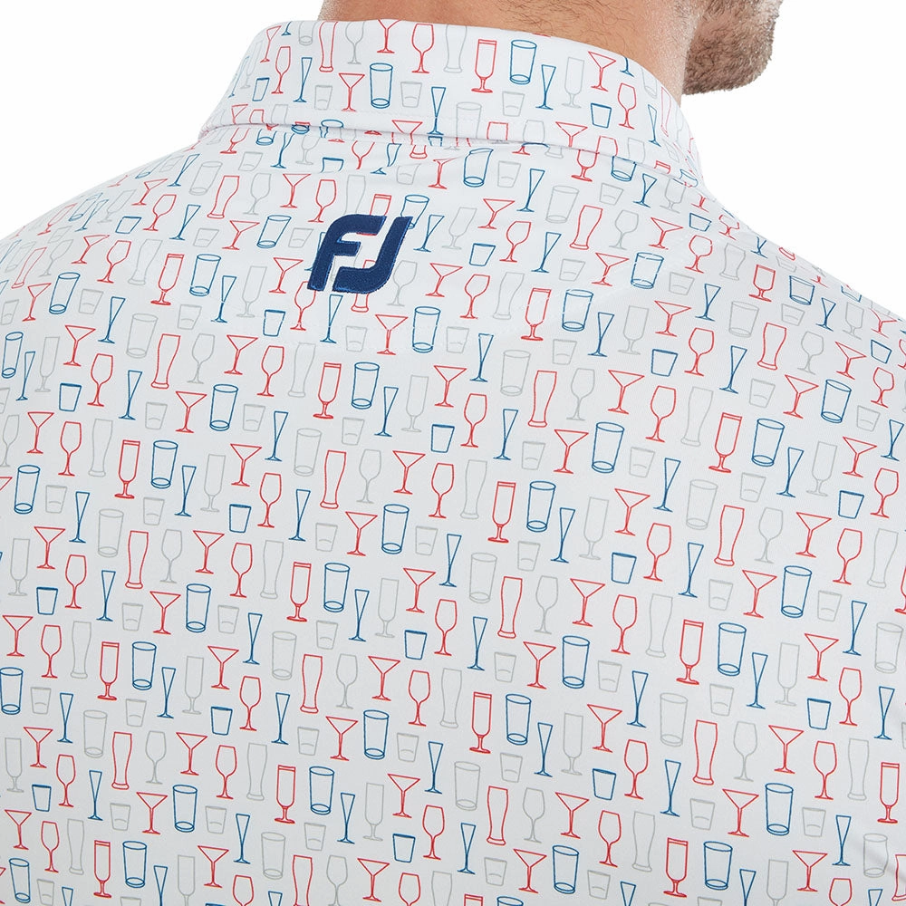 FootJoy Glass Print Polo Shirt - White OdorResistant Fabric Comfort Wearable