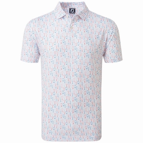 FootJoy Glass Print Polo Shirt - White Collared Sporty Fashion