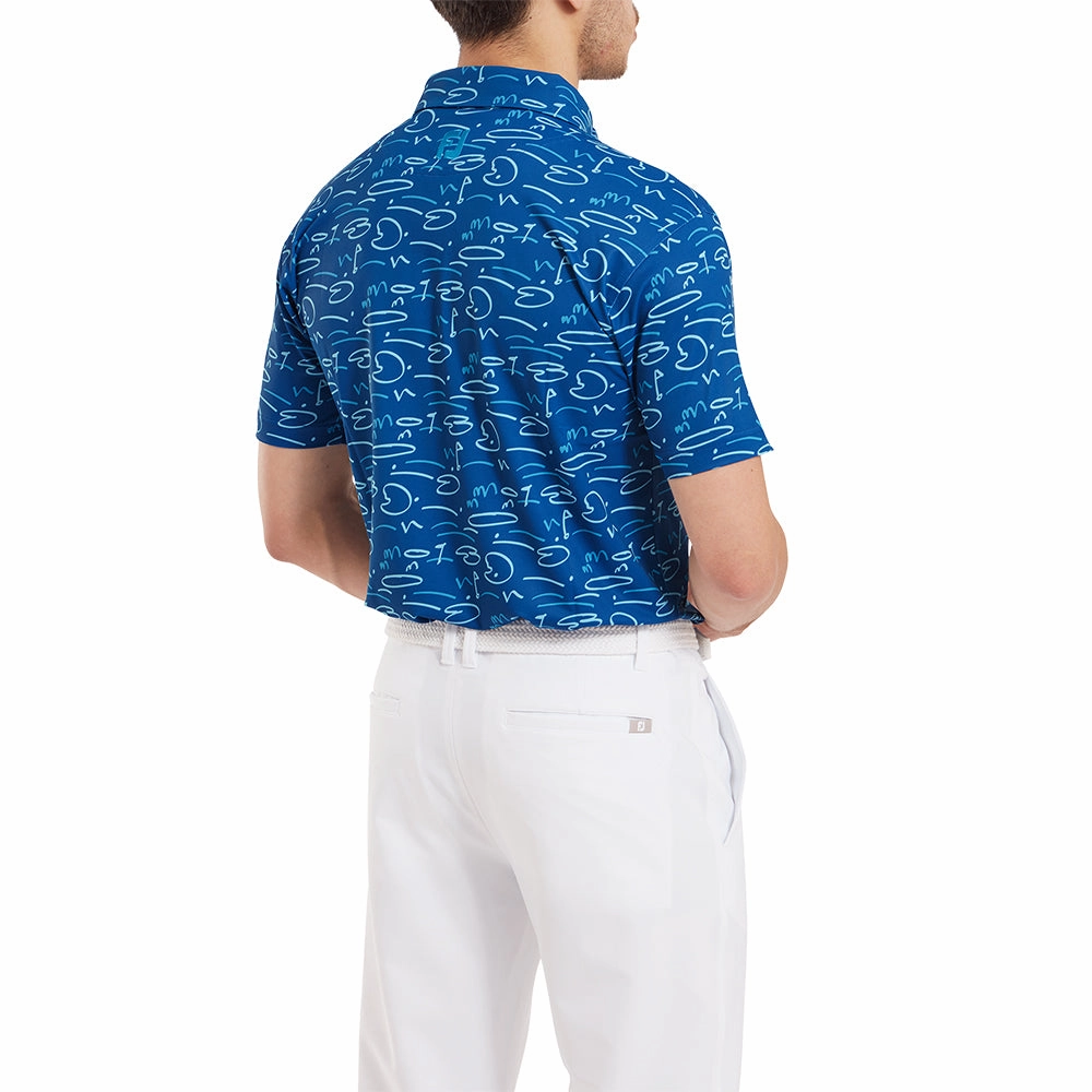FootJoy Golf Course Doodle Print Polo Shirt - Deep Blue Timeless Piece sporty wear