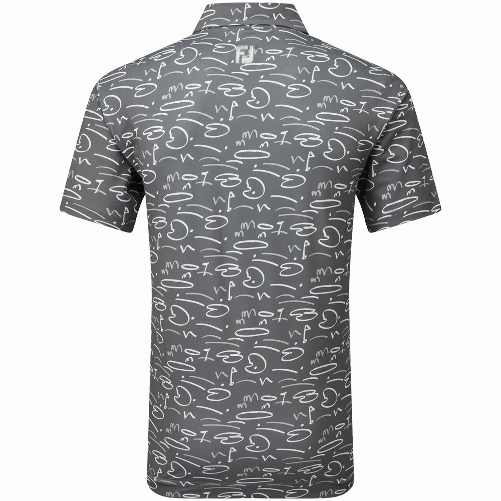 Versatile Wardrobe Piece FootJoy Golf Course Doodle Print Polo Shirt - Gravel