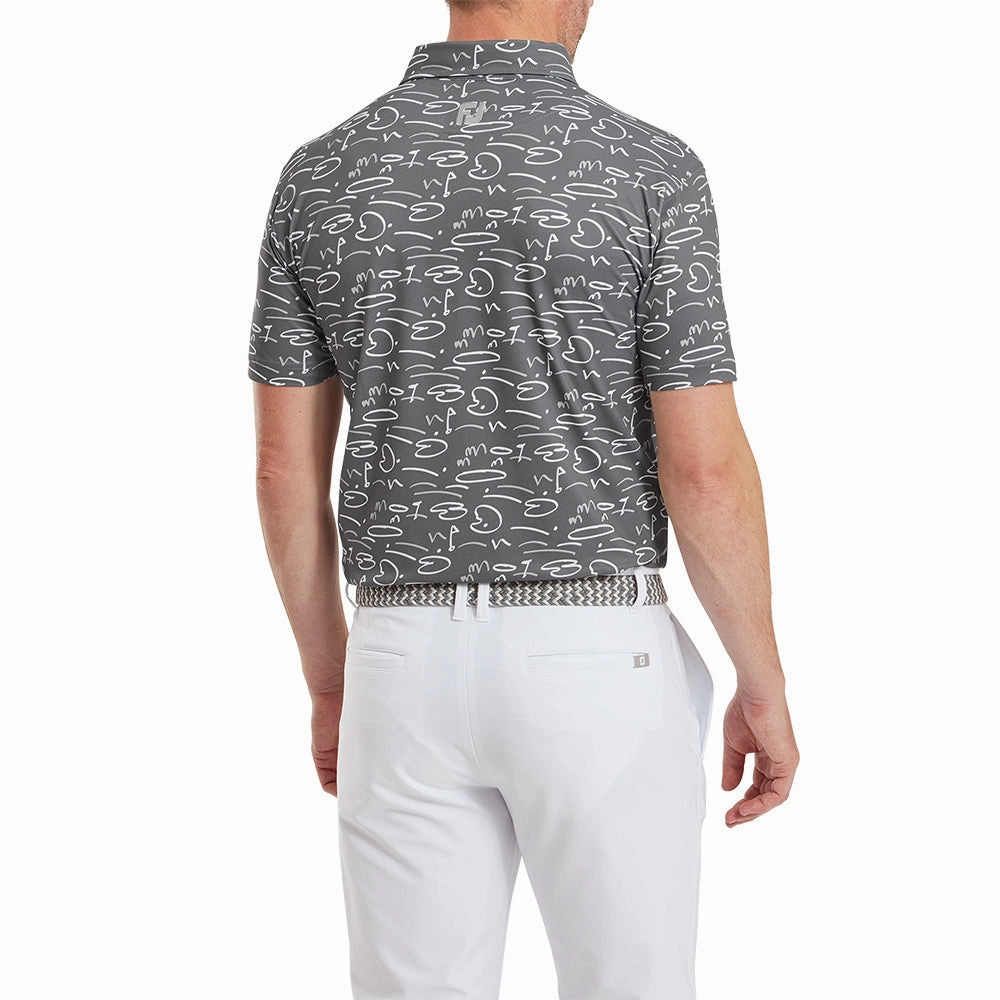 Casual Style Casual Comfort Layer FootJoy Golf Course Doodle Print Polo Shirt - Gravel