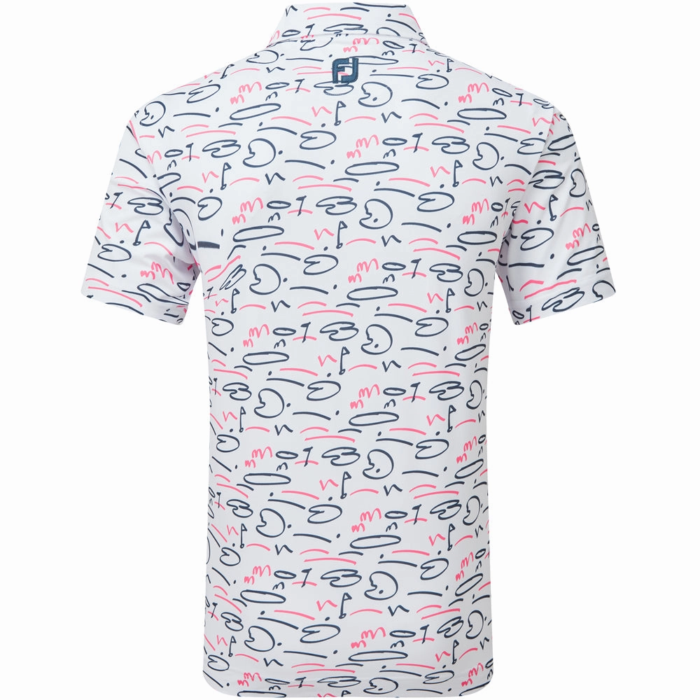 light layering Vibrant Prints FootJoy Golf Course Doodle Print Polo Shirt - White