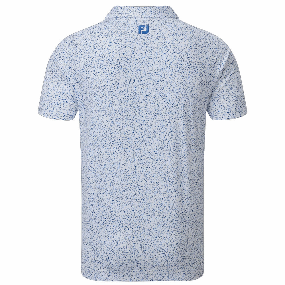 Printed design Retro nostalgia FootJoy Granite Print Lisle Polo Shirt - White/Blue