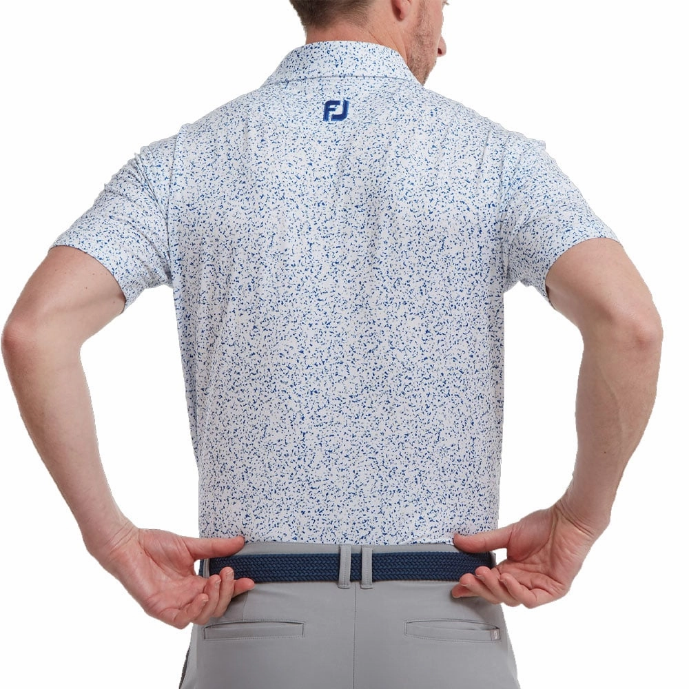Relaxed fit wear Lightweight Style FootJoy Granite Print Lisle Polo Shirt - White/Blue