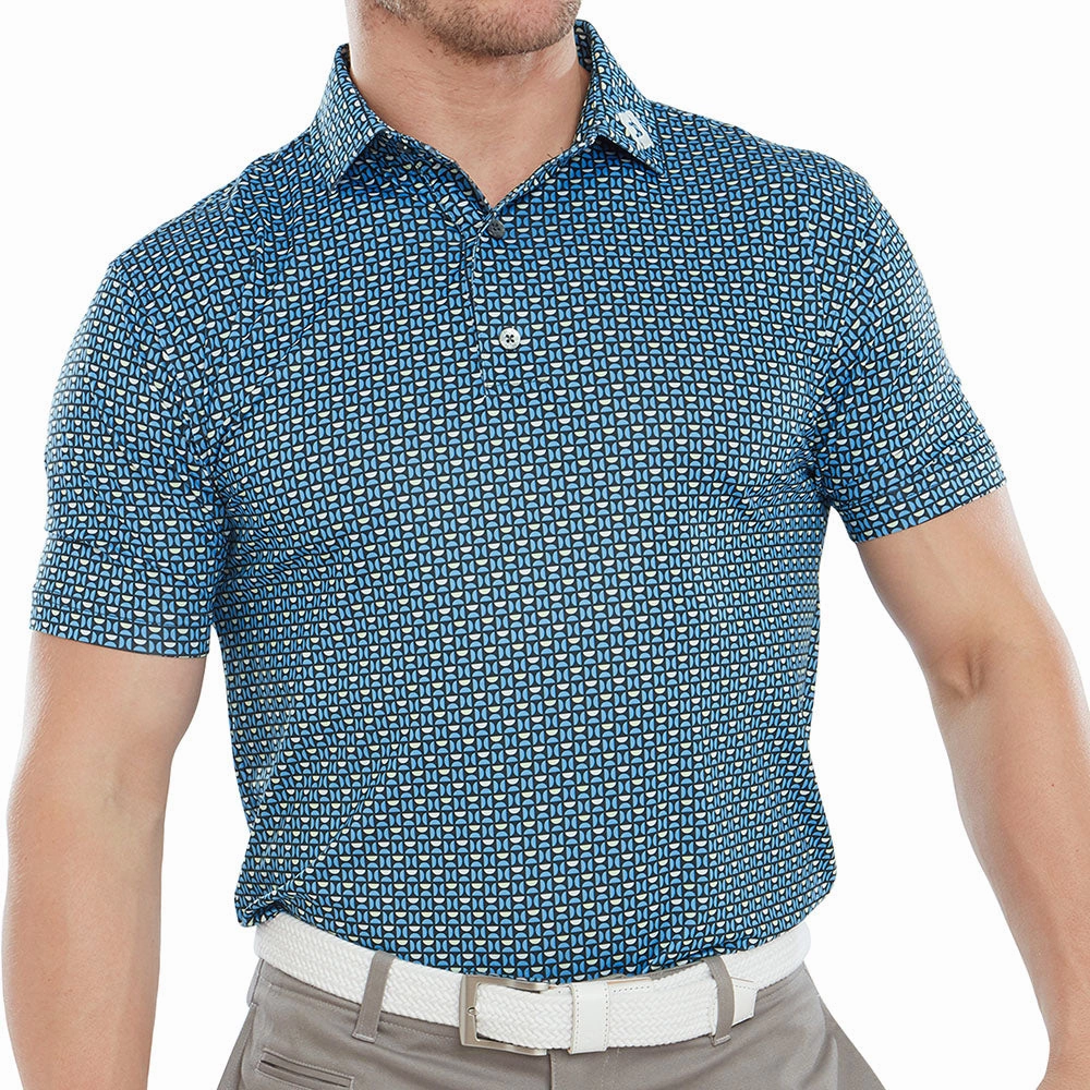 Oeko Tex Certified FootJoy Half Moon Geo Polo Shirt - Navy/True Blue/White/Almond