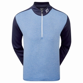 FootJoy Heather Colour Block Chill-Out Sweater - Navy/Heather Lagoon Fresh Active Graphic Design
