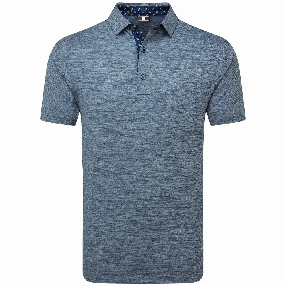 Running Gear Breathable Cotton Fabric FootJoy Heather Lisle With Trim Polo Shirt - Navy