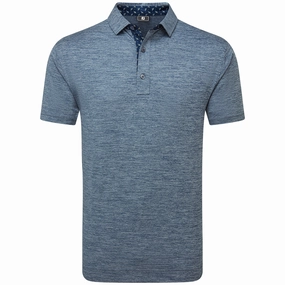 Running Gear Breathable Cotton Fabric FootJoy Heather Lisle With Trim Polo Shirt - Navy