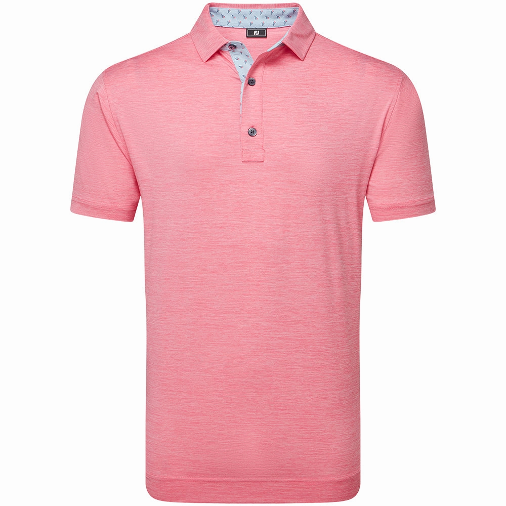 Layering Options FootJoy Heather Lisle With Trim Polo Shirt - Pink Lemonade