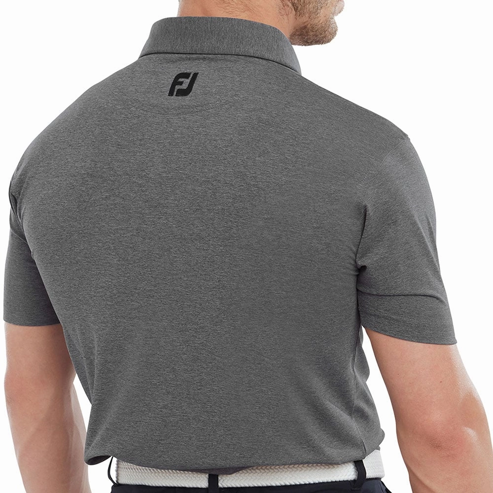Functional Wear Street Comfort Style FootJoy Heather Self Collar Polo Shirt - Black Heather
