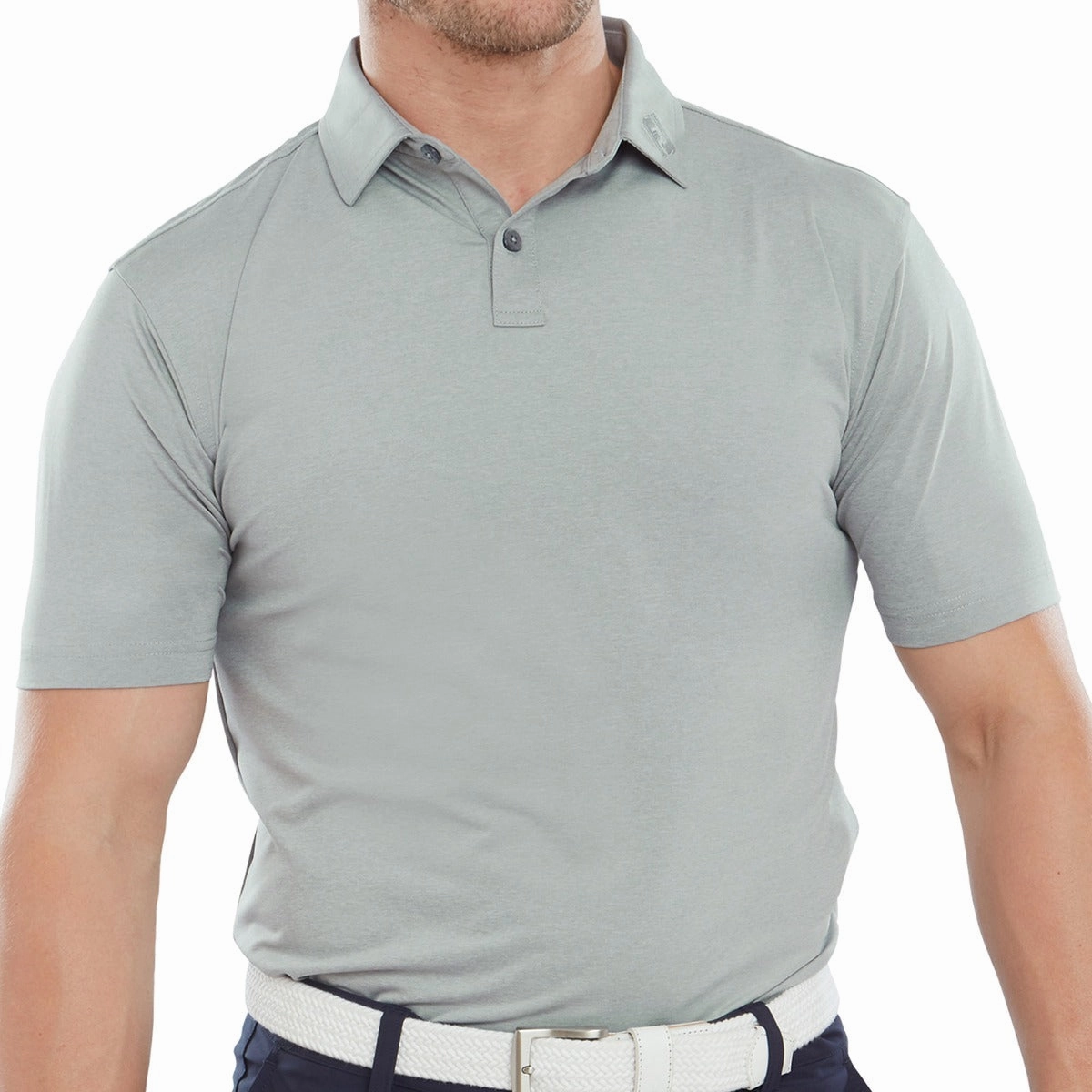 FootJoy Heather Self Collar Polo Shirt - Grey Simple and Light