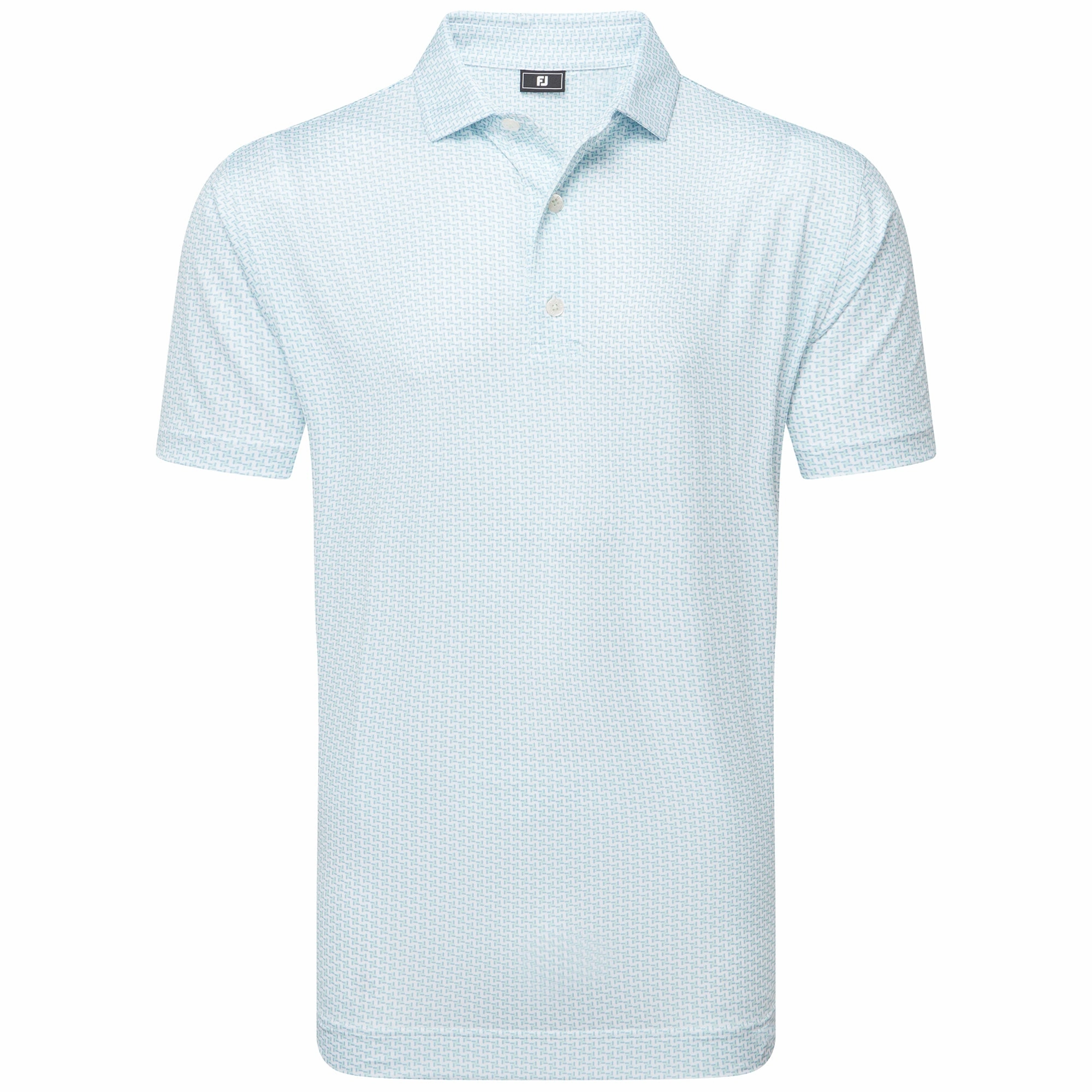 SeamlessSidePanels vacation wear FootJoy Houndstooth Geo Lisle Polo Shirt - White/Blue