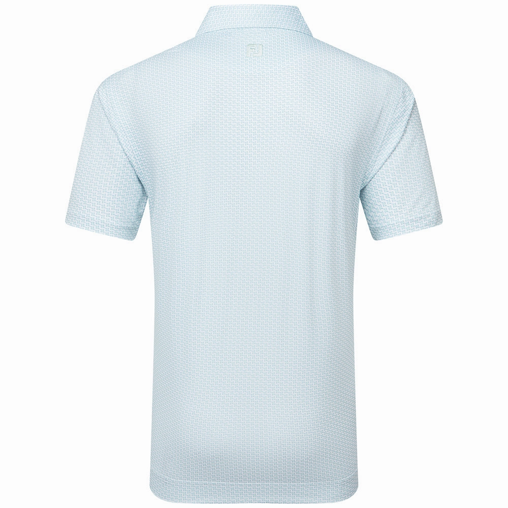 FootJoy Houndstooth Geo Lisle Polo Shirt - White/Blue Seasonal Smart