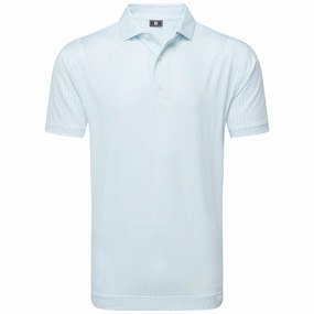 SeamlessSidePanels vacation wear FootJoy Houndstooth Geo Lisle Polo Shirt - White/Blue