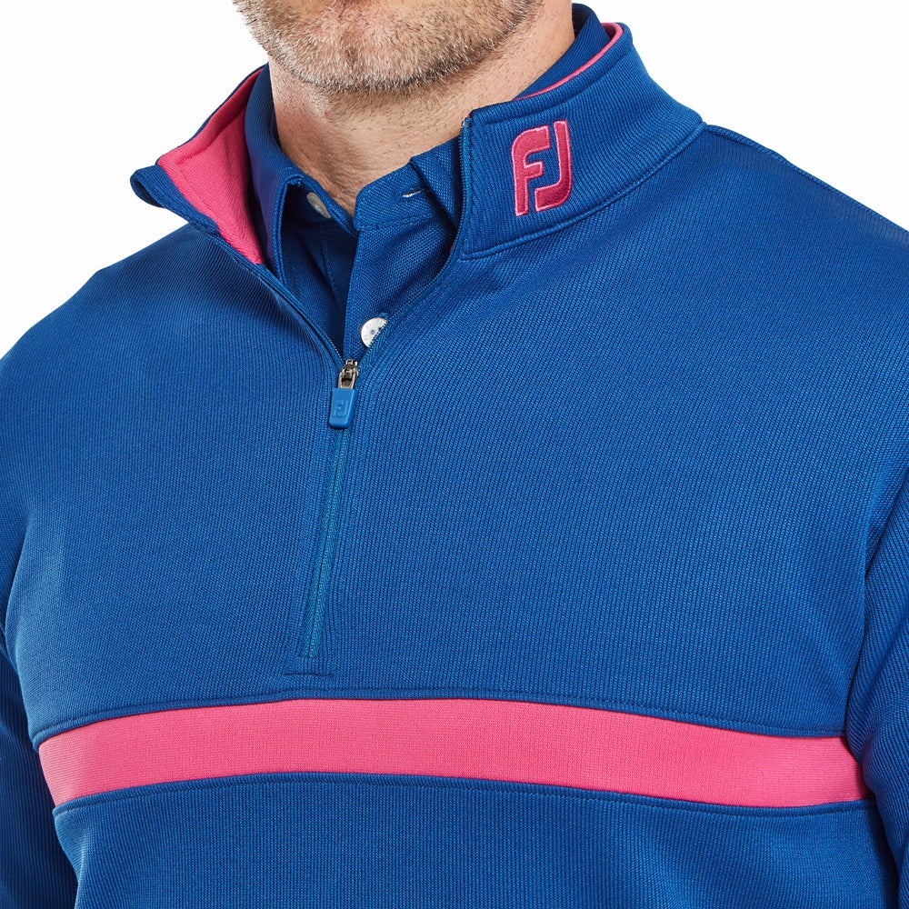 FootJoy Inset Stripe Chillout Pullover - Deep Blue/Berry Easy Layering