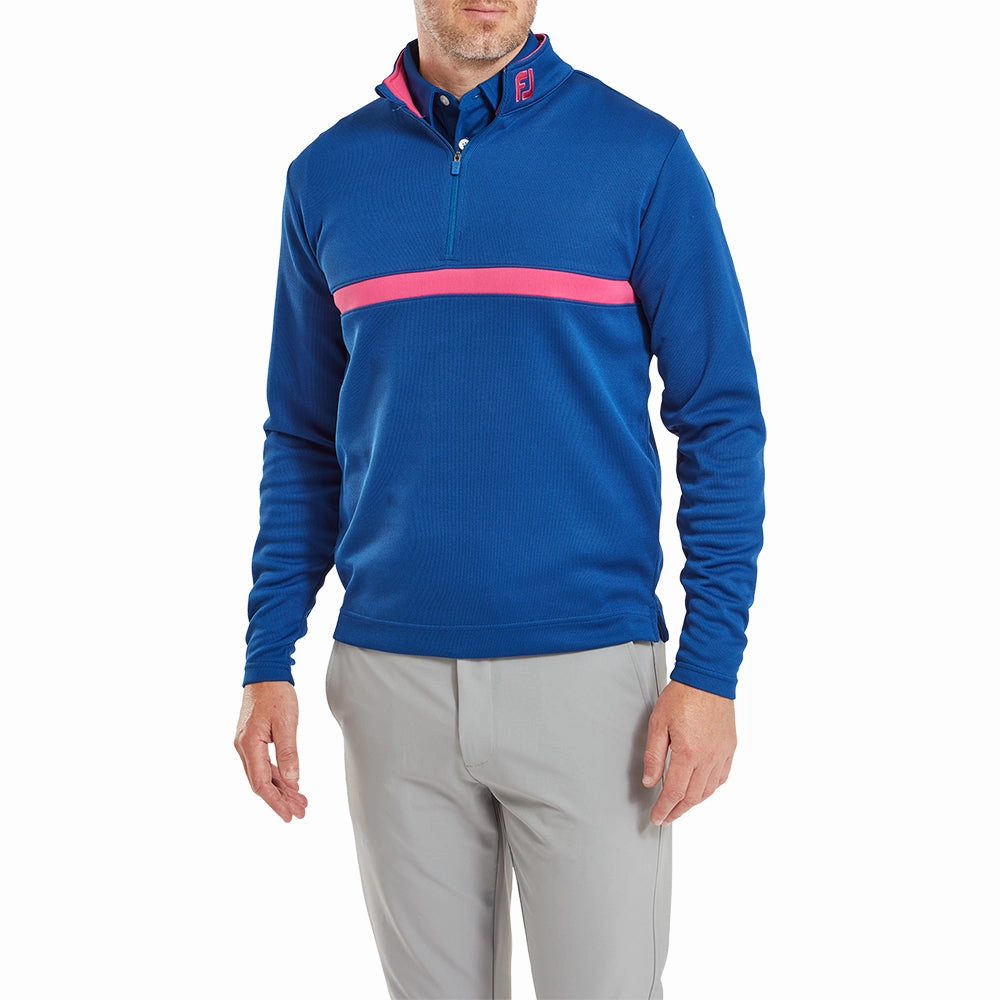 FootJoy Inset Stripe Chillout Pullover - Deep Blue/Berry product bright vibrancy