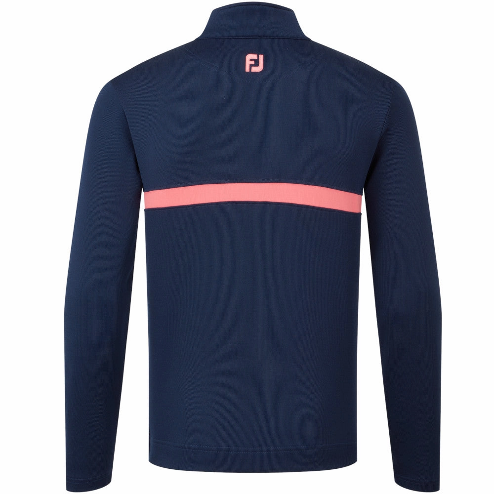 Timeless Minimal FootJoy Inset Stripe Chillout Pullover - Navy/Coral Red