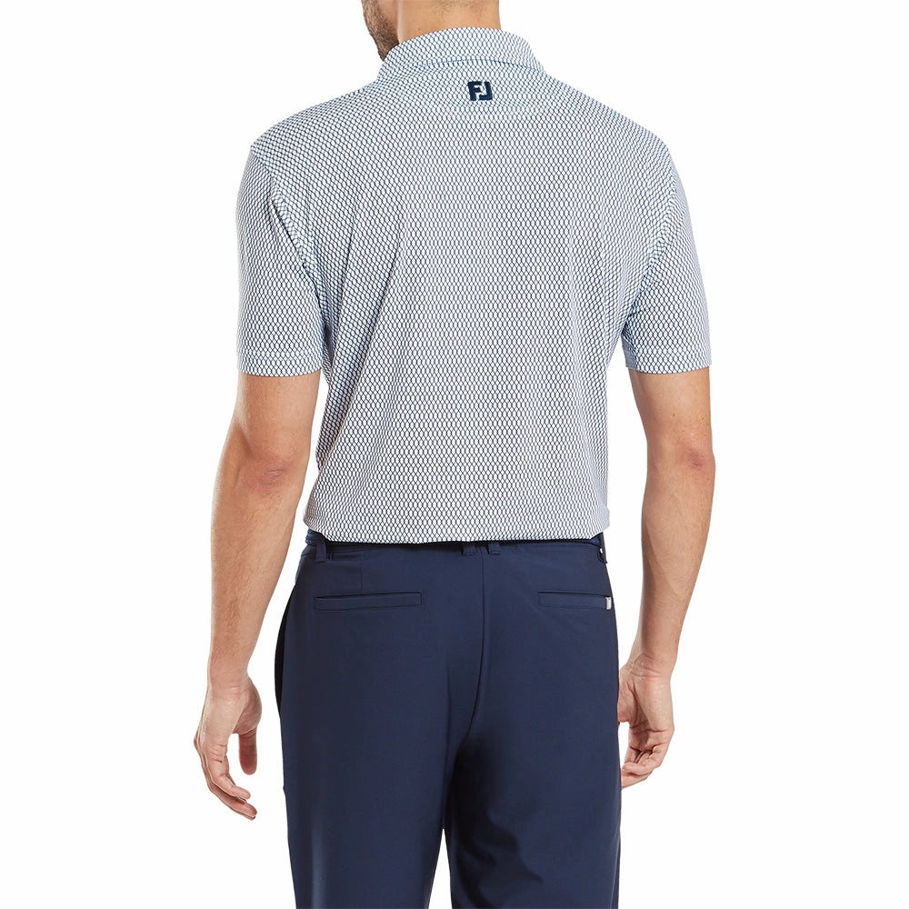 Comfy Touch FootJoy Irongate Print Lisle Polo Shirt - White/Navy