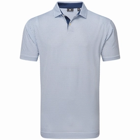 Ultra Soft Blend FootJoy Irongate Print Lisle Polo Shirt - White/Navy