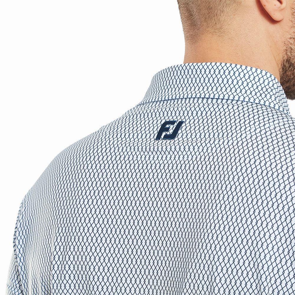FootJoy Irongate Print Lisle Polo Shirt - White/Navy Comfortable and Chic