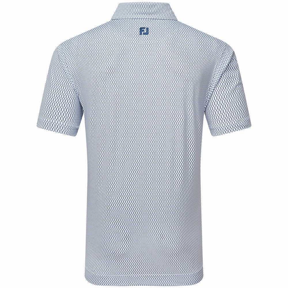 FootJoy Irongate Print Lisle Polo Shirt - White/Navy Sporty Style Wear Everyday Essential