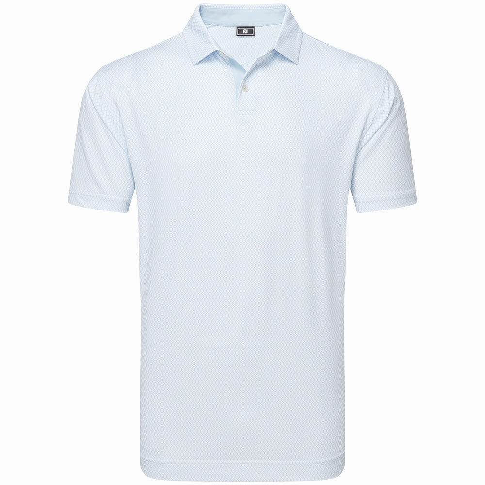 FootJoy Irongate Print Lisle Polo Shirt - White/Skyway Smart Wear Essential Clothing