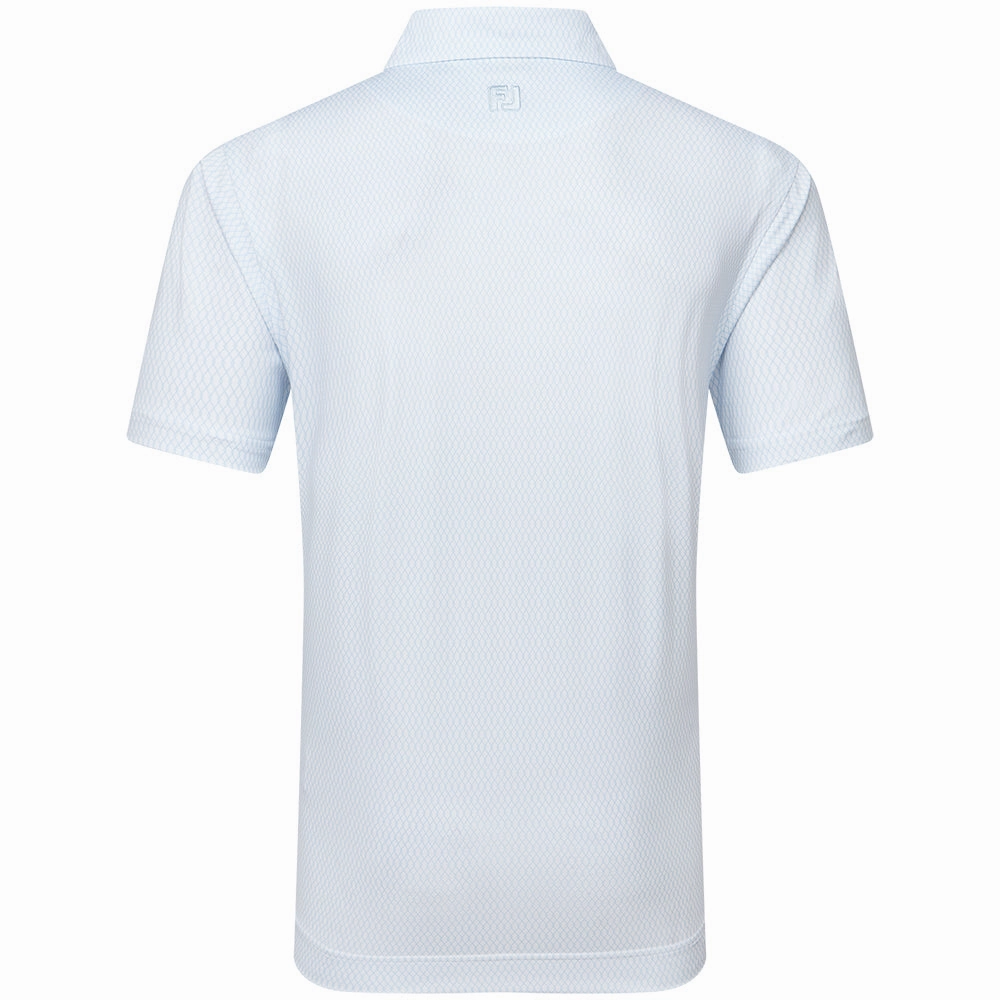 FootJoy Irongate Print Lisle Polo Shirt - White/Skyway Light Fit