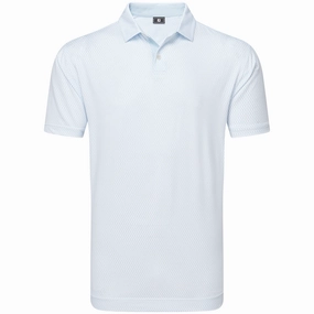 FootJoy Irongate Print Lisle Polo Shirt - White/Skyway Smart Wear Essential Clothing