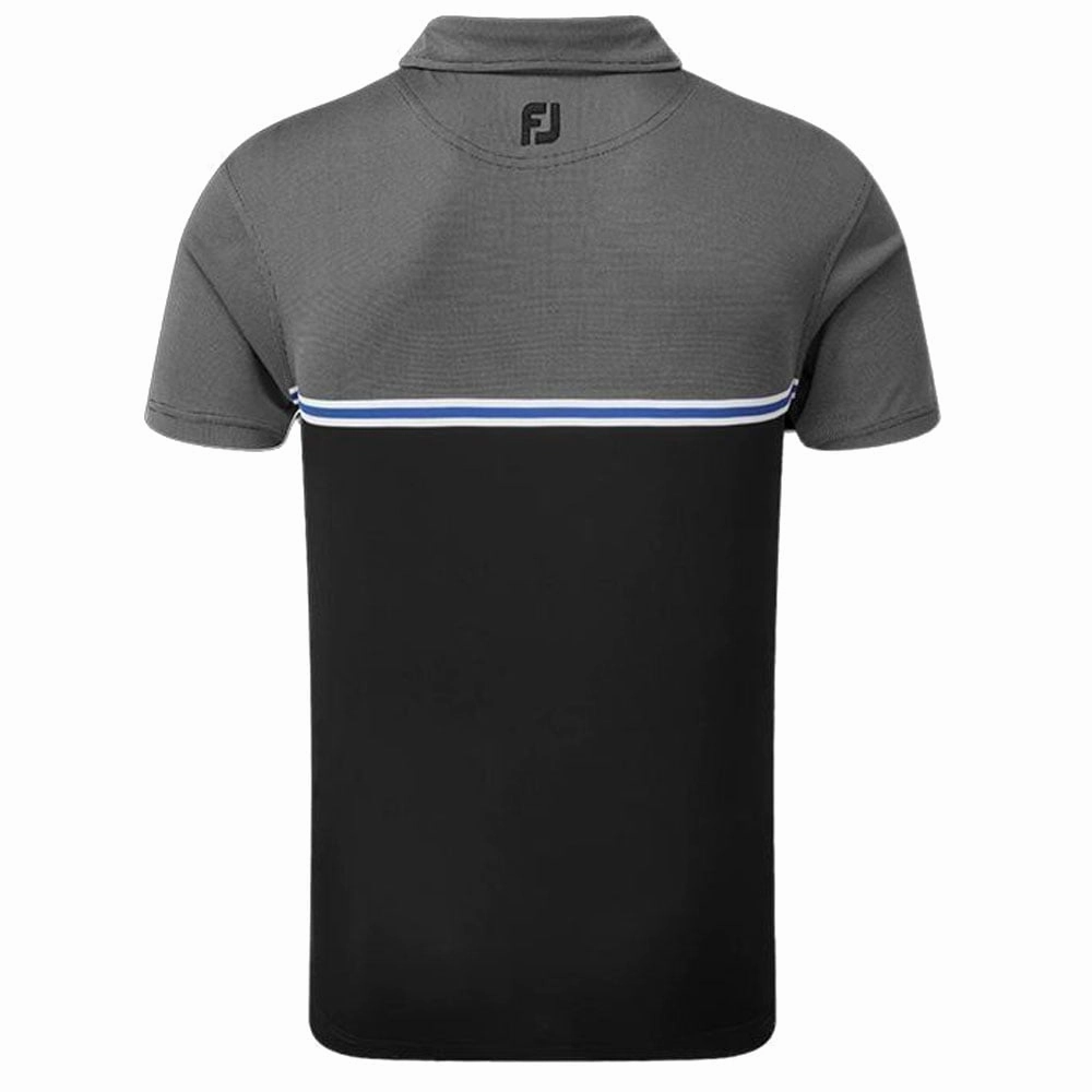 Washable Plus size confidence FootJoy Jacquard Top Colour Block Polo Shirt - Black