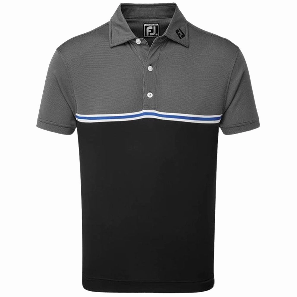 Light Outfit Curved Hemline FootJoy Jacquard Top Colour Block Polo Shirt - Black