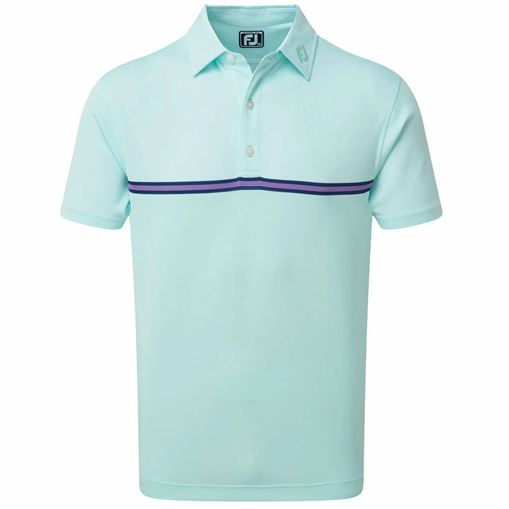 Ribbed Neckline FootJoy Jacquard Top Colour Block Polo Shirt - Mint