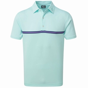 Ribbed Neckline FootJoy Jacquard Top Colour Block Polo Shirt - Mint